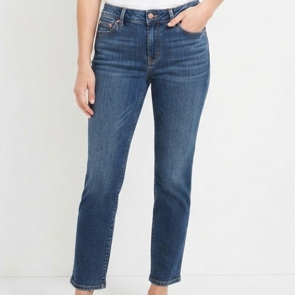 Talbots Barely Boot Jean Womens 8P‎ Blue Emma Wash Stretch Denim Pants